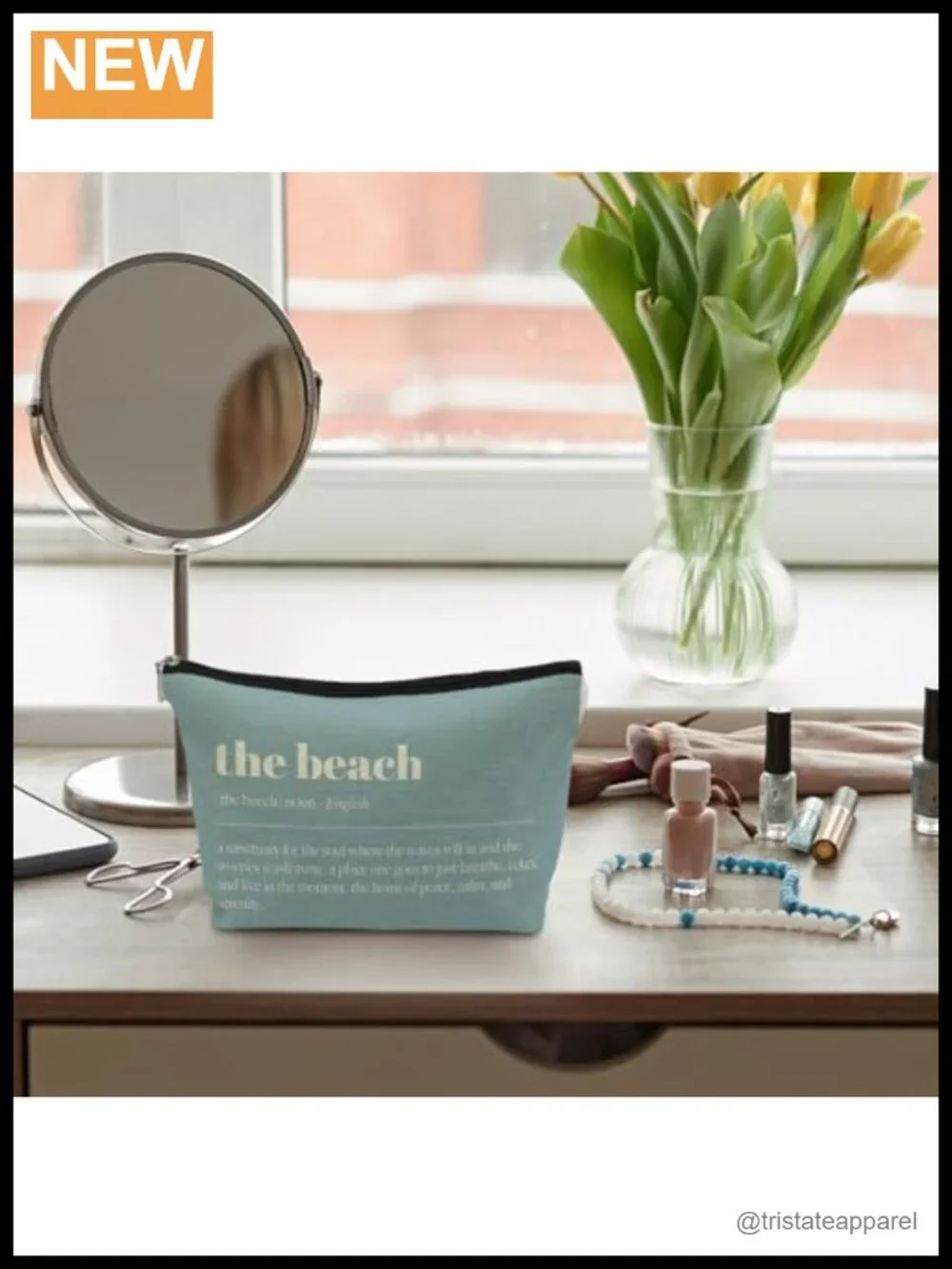 Canvas Cosmetic Bag with Zipper Closure, Travel Makeup Pouch Linen